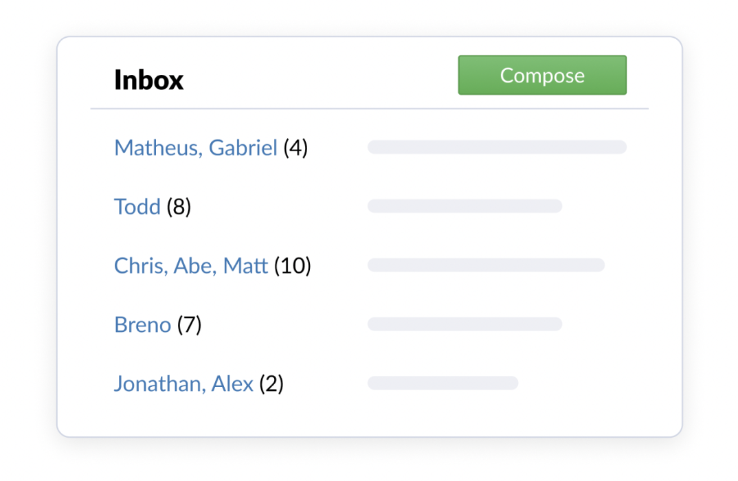 Inbox with messages and a new compose button