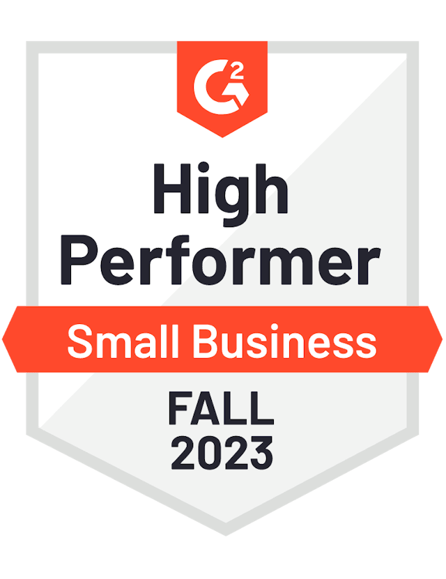 G2 Small Business High Performer Fall 2023