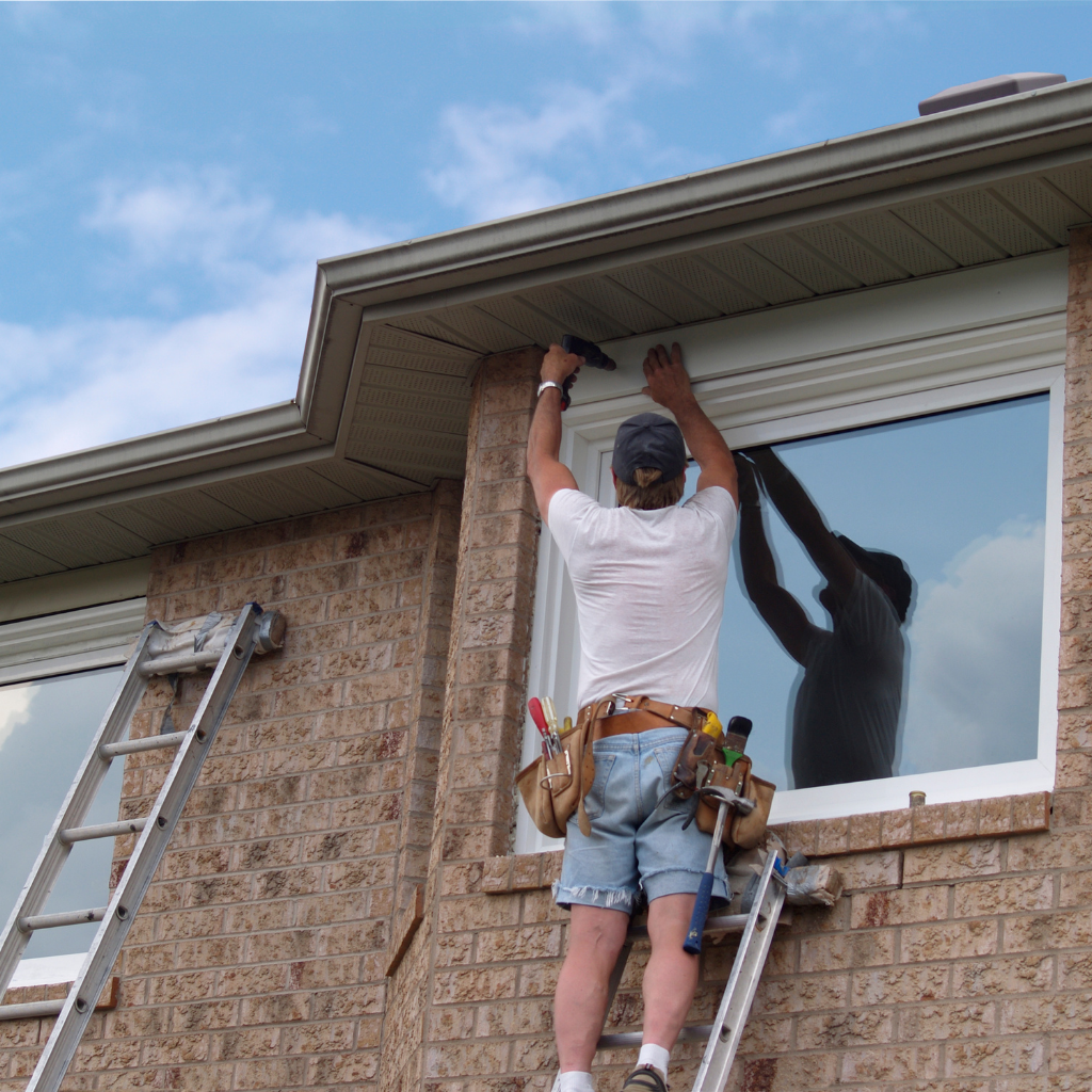 Man installing windows