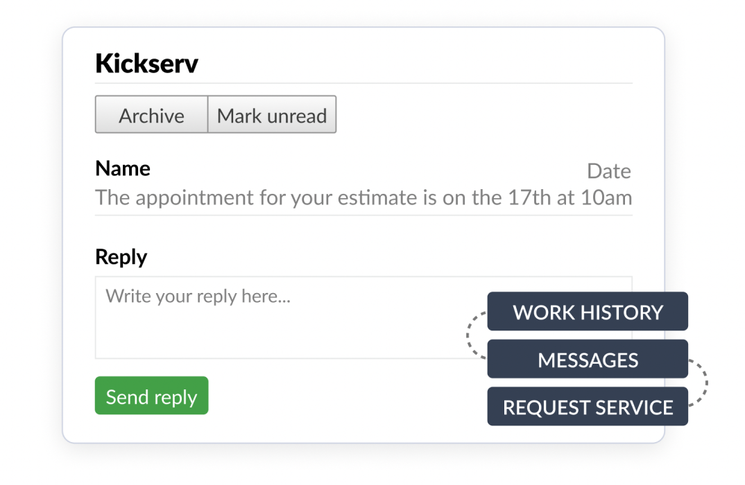 Option to reply to a message for an appointment