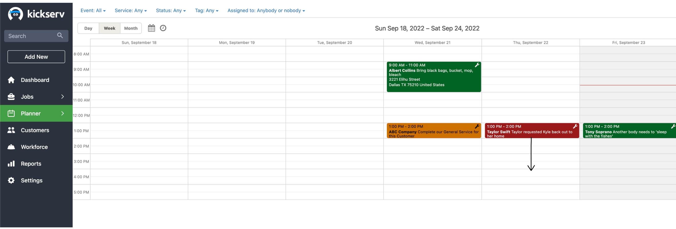 Kickserv Drag and Drop Feature
