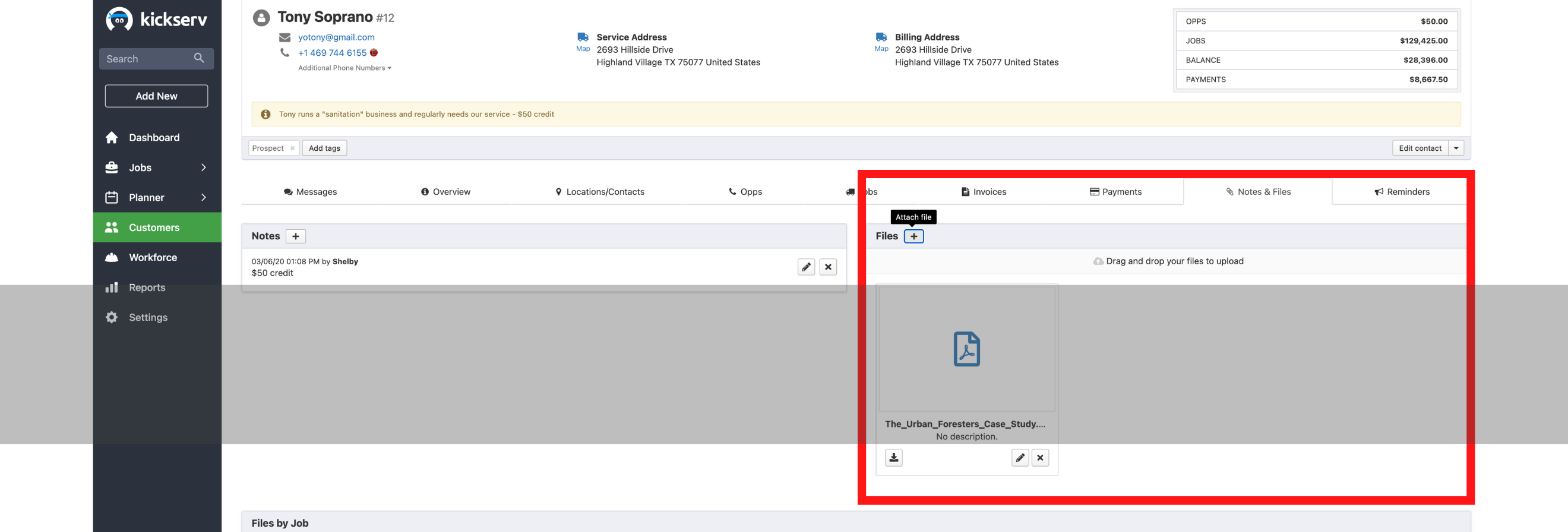 File Attachments in Kickserv Field Service