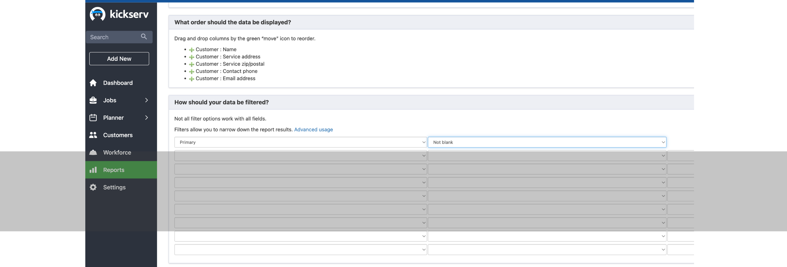 Kickserv Custom Contact Reporting Screenshot