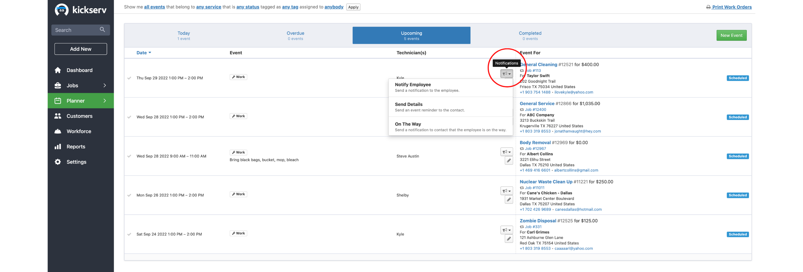 Task Notifications in Kickserv