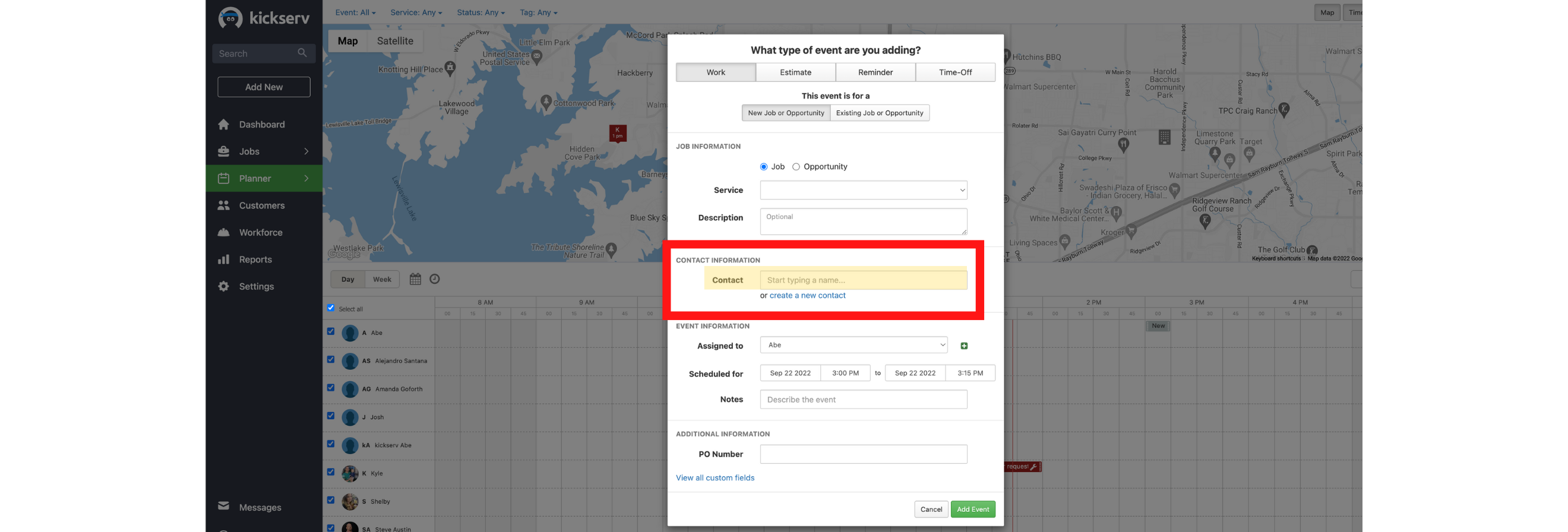 Customer Search in Kickserv
