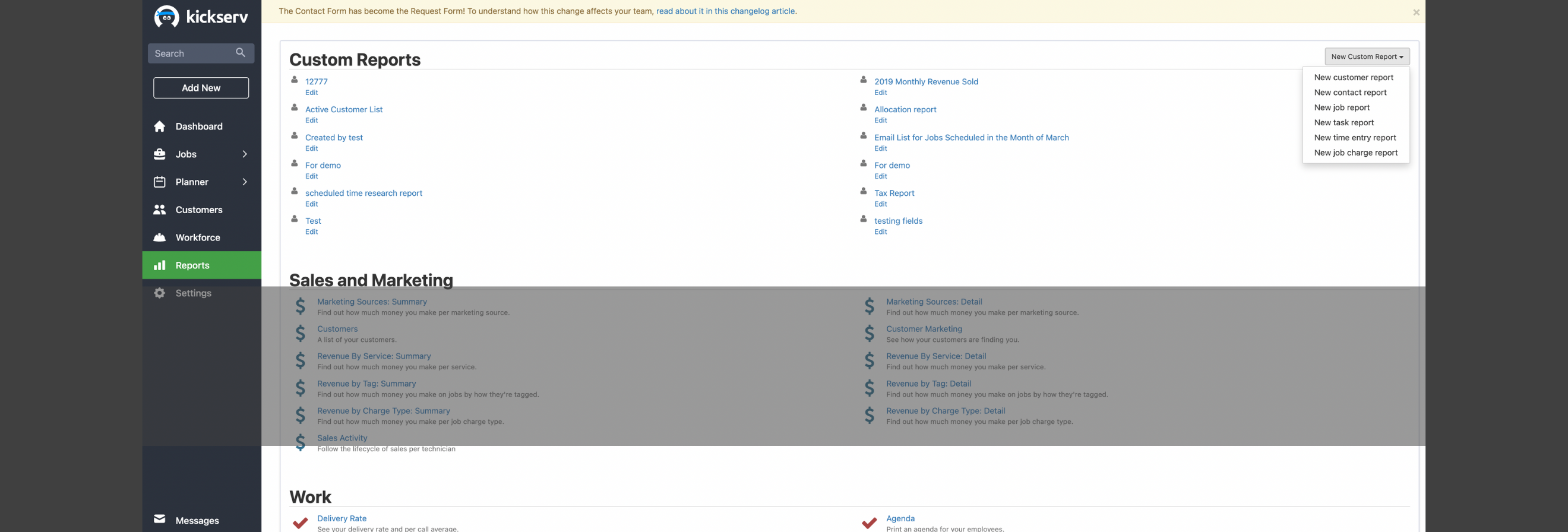 Kickserv Custom Reports Screenshot