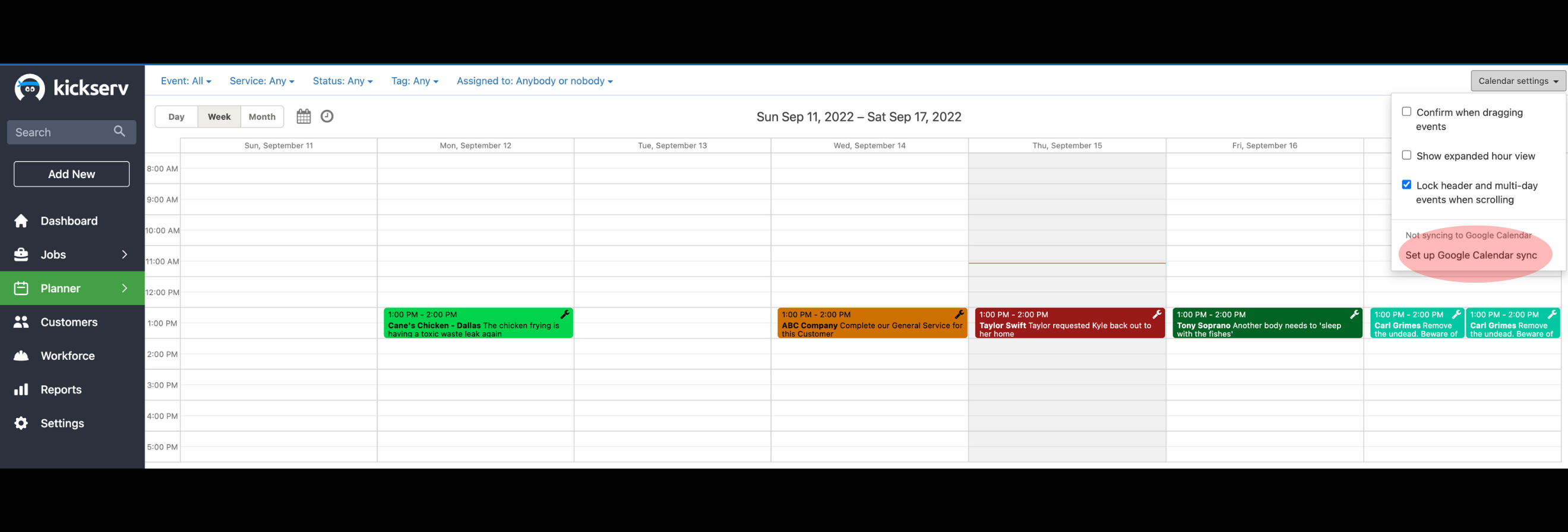 Kickserv Calendar Sync